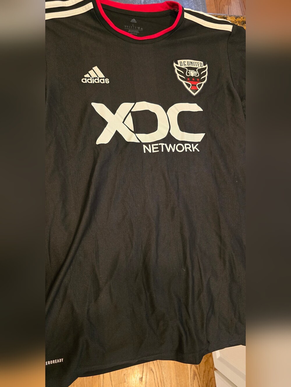 DC United Adidas Black Soccer Jersey with XDC Network Logo